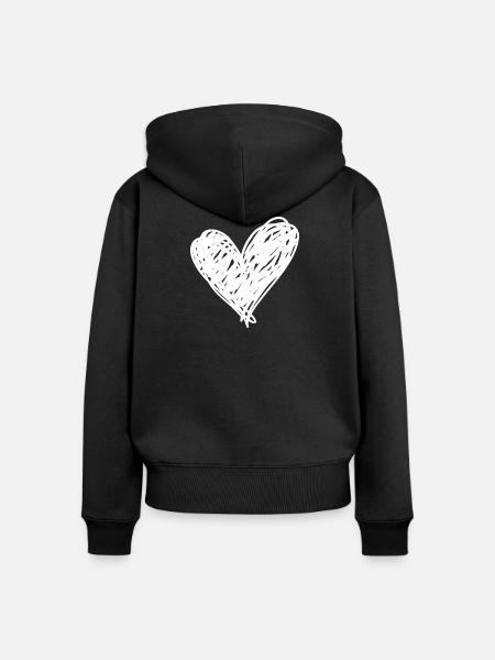 Herz - Frauen Premium Bio Zip Hoodie - Schwarz