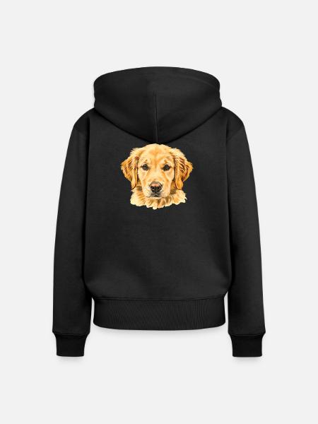 Wasserfarben Golden Retriever - Frauen Premium Bio Zip Hoodie - Schwarz