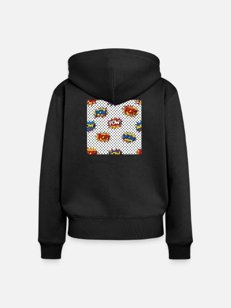 Pop-Art-Comic-Burst-Muster - Frauen Premium Bio Zip Hoodie - Schwarz