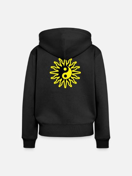 Solar-Yin-Yang-Emblem - Frauen Premium Bio Zip Hoodie - Schwarz