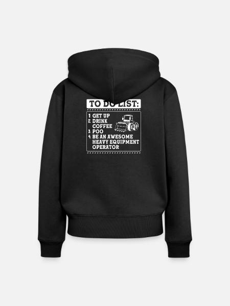 Baustelle Baggerfahrer Baggern - Frauen Premium Bio Zip Hoodie - Schwarz