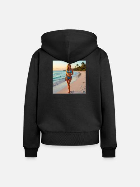 Blauer Bikini am Tropenstrand - Frauen Premium Bio Zip Hoodie - Schwarz