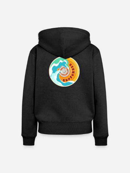 Surfskate Lover - Frauen Premium Bio Zip Hoodie - Schwarz