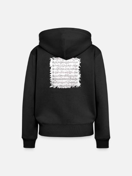 Schwarzweiß Notenblatt mit Rand - Frauen Premium Bio Zip Hoodie - Schwarz