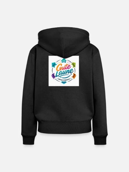 Gute Laune Kreis Farbig Positiv - Frauen Premium Bio Zip Hoodie - Schwarz