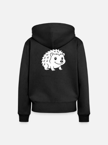 Igel Silhouette Herbst Tiermotiv - Frauen Premium Bio Zip Hoodie - Schwarz