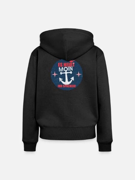 Es_heisst_Moin-_Ihr_Spacken - Frauen Premium Bio Zip Hoodie - Schwarz