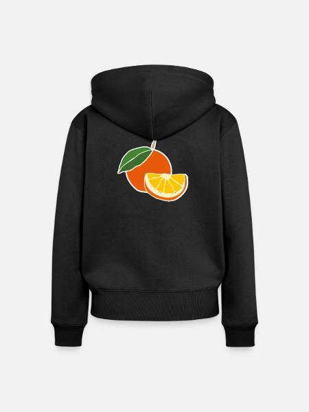 Fresh Orange – Fruchtige Pop-Illustration - Frauen Premium Bio Zip Hoodie - Schwarz