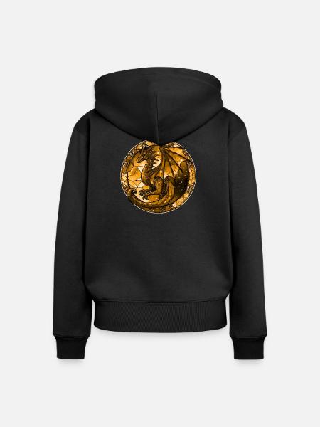 Gold Dragon - Frauen Premium Bio Zip Hoodie - Schwarz