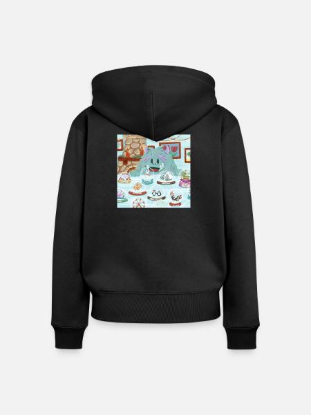 Flauschiges Wintermonster mit Schneekugel-Sammlung - Frauen Premium Bio Zip Hoodie - Schwarz