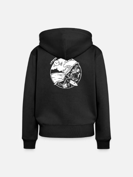 Ausgerottet: Cat Surfer Unterwasserunfall - Frauen Premium Bio Zip Hoodie - Schwarz