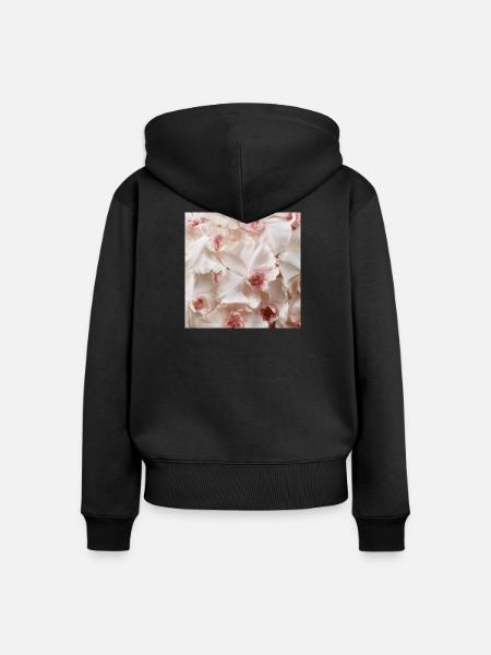 Trendige, rosa-weiße Orchidee - Frauen Premium Bio Zip Hoodie - Schwarz