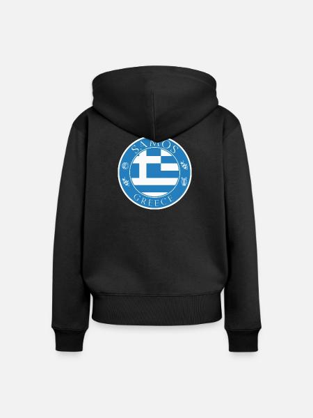 Samos Emblem Blauweiß Symbol - Frauen Premium Bio Zip Hoodie - Schwarz