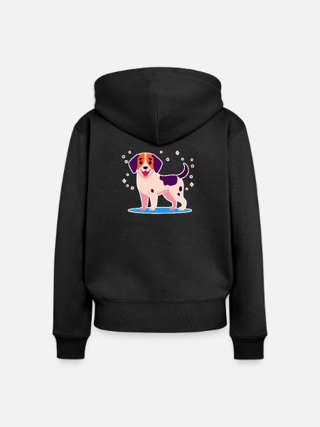 Dreifarbiges Hündchen (Lila) - Frauen Premium Bio Zip Hoodie - Schwarz