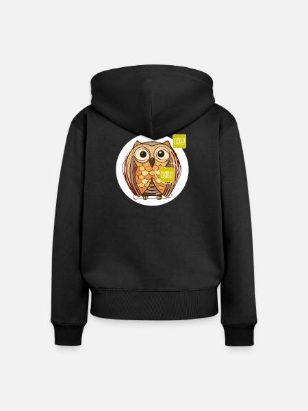 Eule  - Frauen Premium Bio Zip Hoodie - Schwarz