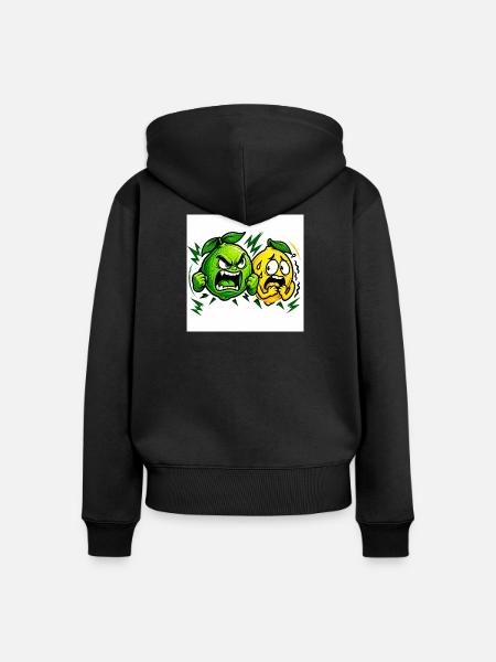 Wütende Limette & Zitrone - Frauen Premium Bio Zip Hoodie - Schwarz