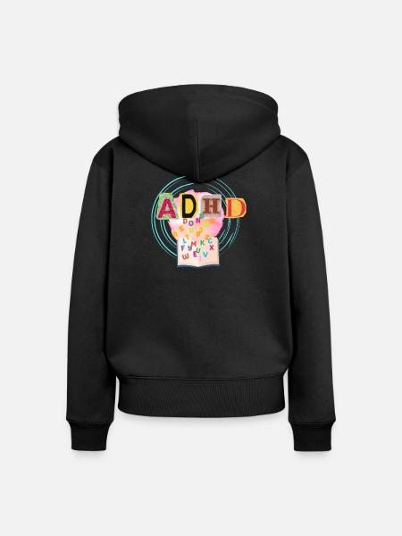 ADHS - Frauen Premium Bio Zip Hoodie - Schwarz