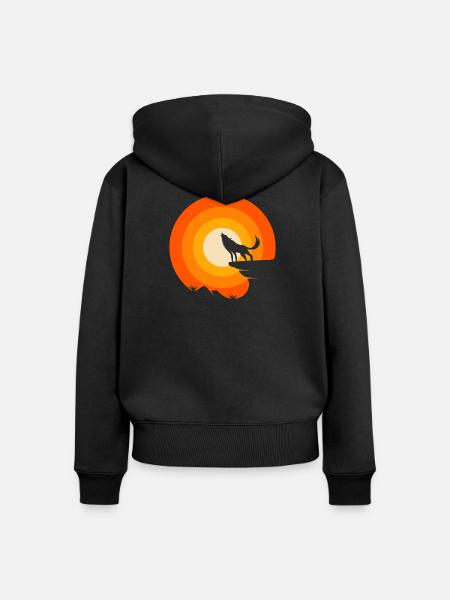 Wolf ist mein Krafttier - Frauen Premium Bio Zip Hoodie - Schwarz