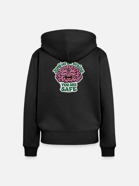 Zombies eat brains - Frauen Premium Bio Zip Hoodie - Schwarz
