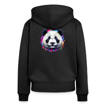 Panda - Frauen Premium Bio Zip Hoodie - Schwarz - Hinten - Julia (174cm)