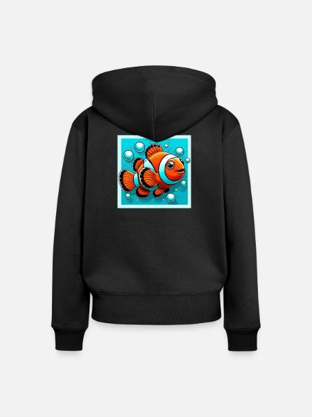 Clownfisch - Frauen Premium Bio Zip Hoodie - Schwarz