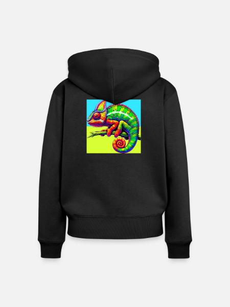 Chamäleon - Frauen Premium Bio Zip Hoodie - Schwarz