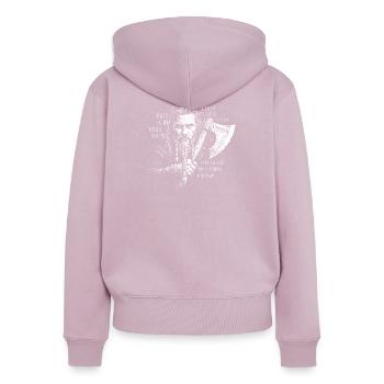 Fate is in your Hands - Frauen Premium Bio Zip Hoodie - Altrosa - Hinten - Julia (174cm)