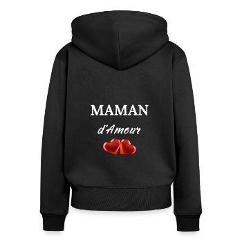 Maman D'Amour - Women's Premium Organic Zip Hoodie - black - Back - Julia (174cm)