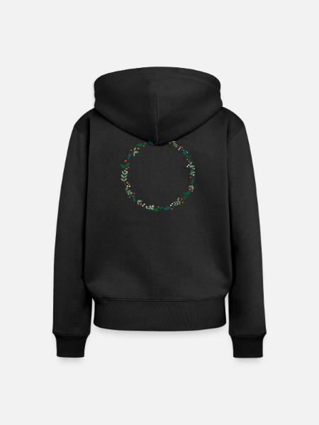 Immergrüner Kranz - Frauen Premium Bio Zip Hoodie - Schwarz