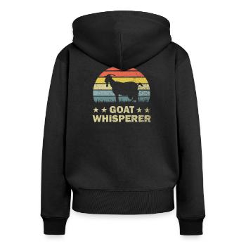 Ziege Ziegen Geiss - Frauen Premium Bio Zip Hoodie - Schwarz - Hinten - Julia (174cm)