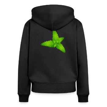 saftig grüne frische Minze Blätter - Frauen Premium Bio Zip Hoodie - Schwarz - Hinten - Julia (174cm)