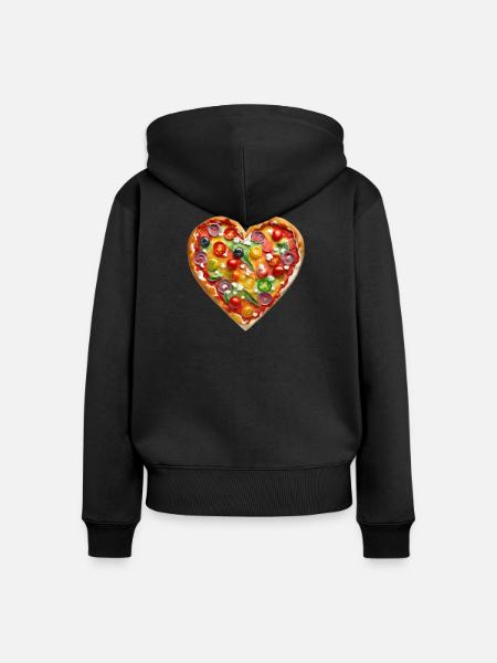 Herzpizza Farbenvielfalt - Frauen Premium Bio Zip Hoodie - Schwarz