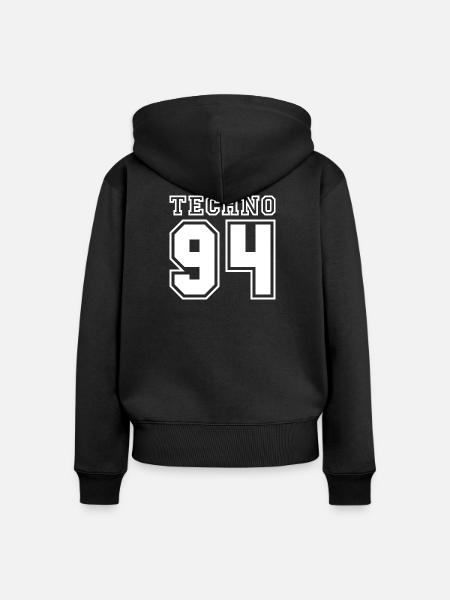 TECHNO 94 - Frauen Premium Bio Zip Hoodie - Schwarz