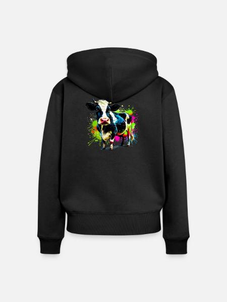 Kuh - Frauen Premium Bio Zip Hoodie - Schwarz