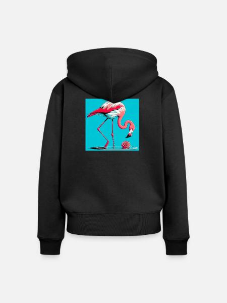 Flamingo - Frauen Premium Bio Zip Hoodie - Schwarz