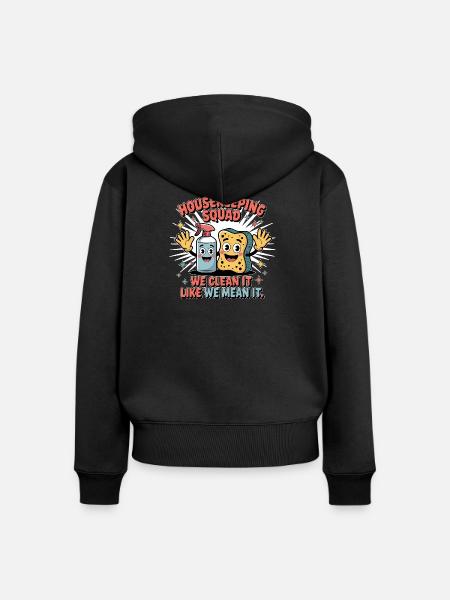 Lustiges Putzen Design - Frauen Premium Bio Zip Hoodie - Schwarz
