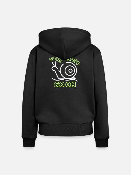 Langsam muss weitergehen - Frauen Premium Bio Zip Hoodie - Schwarz