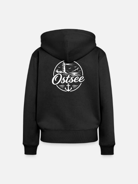 Ostsee - Frauen Premium Bio Zip Hoodie - Schwarz