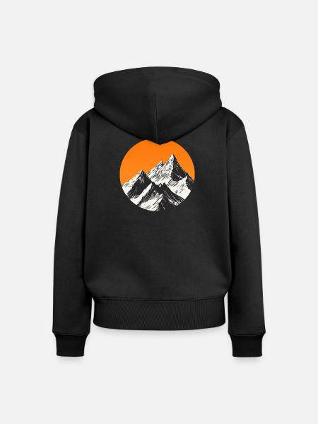 Berge bei Sonnenuntergang - Frauen Premium Bio Zip Hoodie - Schwarz
