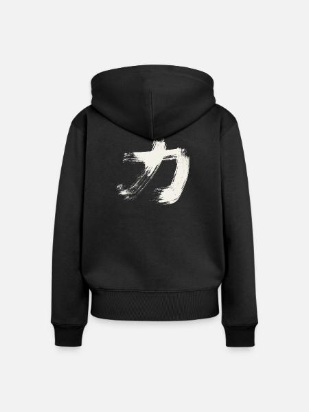 Kraft - Japanisch  / Kanji Schriftzeichen - Frauen Premium Bio Zip Hoodie - Schwarz
