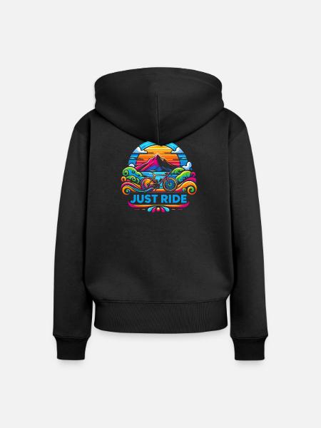 Just Ride Fahrrad - Just Ride - Frauen Premium Bio Zip Hoodie - Schwarz