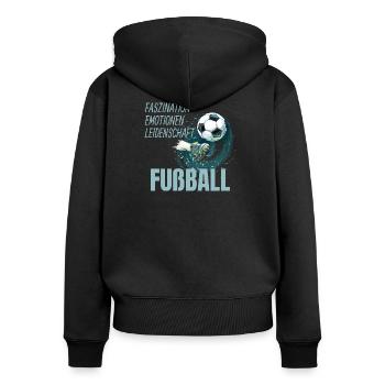 Faszination - Emotionen - Leidenschaft - Frauen Premium Bio Zip Hoodie - Schwarz - Hinten - Julia (174cm)