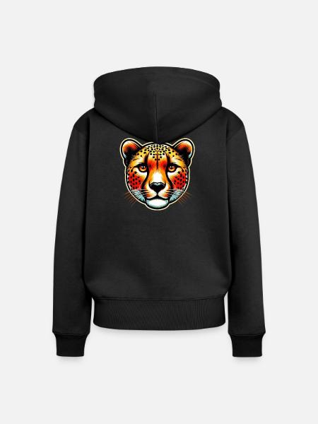 Gepard - Frauen Premium Bio Zip Hoodie - Schwarz