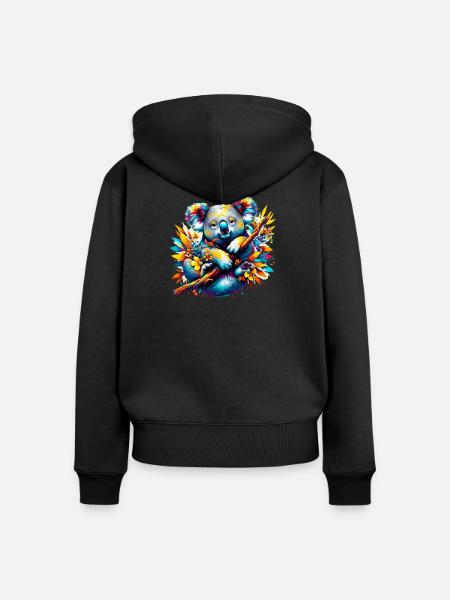 Koala - Frauen Premium Bio Zip Hoodie - Schwarz