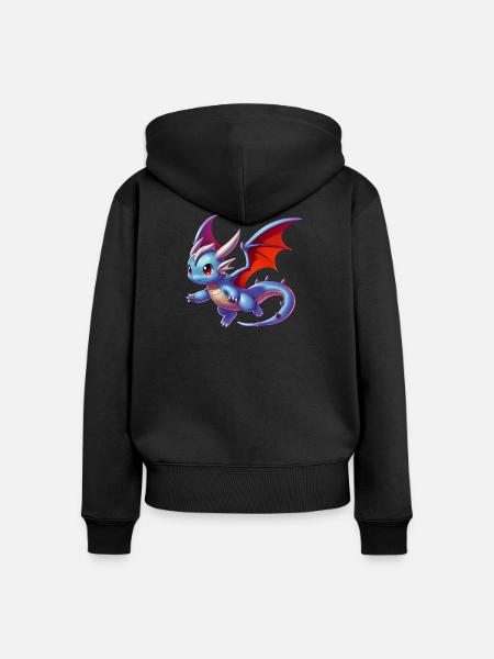 Drache - Frauen Premium Bio Zip Hoodie - Schwarz