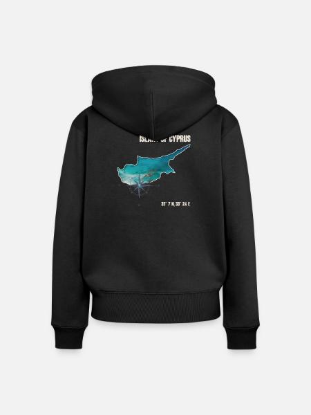 Zypern Umriss Kompassdesign - Frauen Premium Bio Zip Hoodie - Schwarz