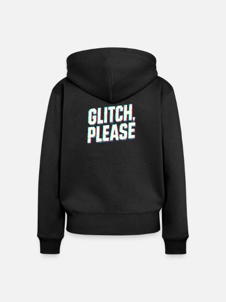 Glitch bitte | Retro Gaming Hacker Vibes - Frauen Premium Bio Zip Hoodie - Schwarz