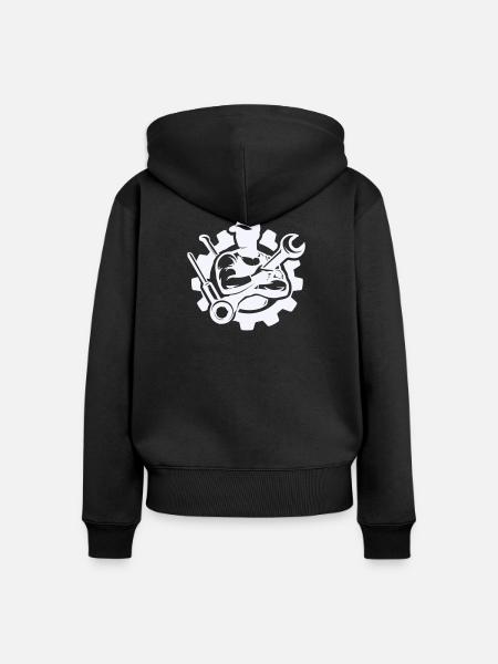 Schrauberkraft im Zahnrad-Design - Frauen Premium Bio Zip Hoodie - Schwarz