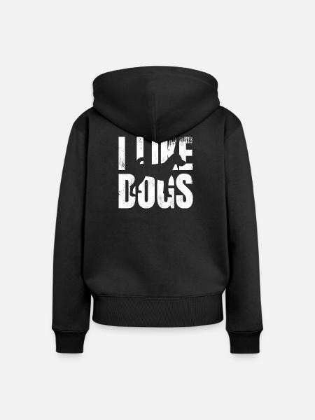 Ich mag Hunde - Frauen Premium Bio Zip Hoodie - Schwarz