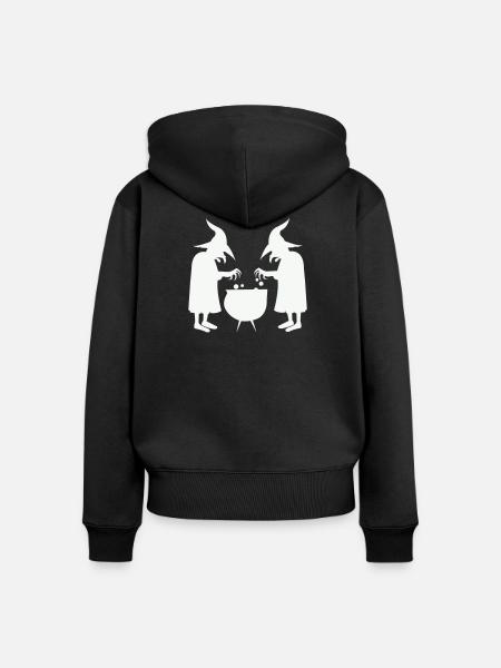 Hexen beim Zaubertrankrühren - Frauen Premium Bio Zip Hoodie - Schwarz